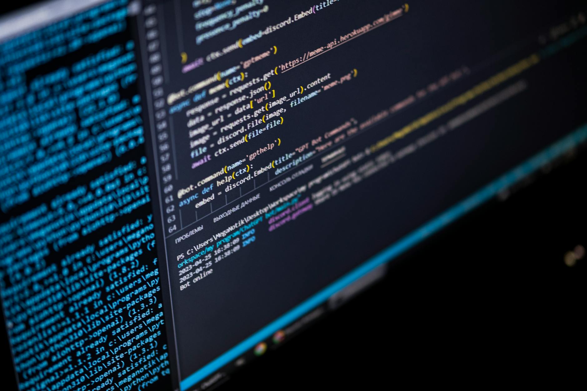 Code editor showing API integration with syntax highlighting and inline documentation