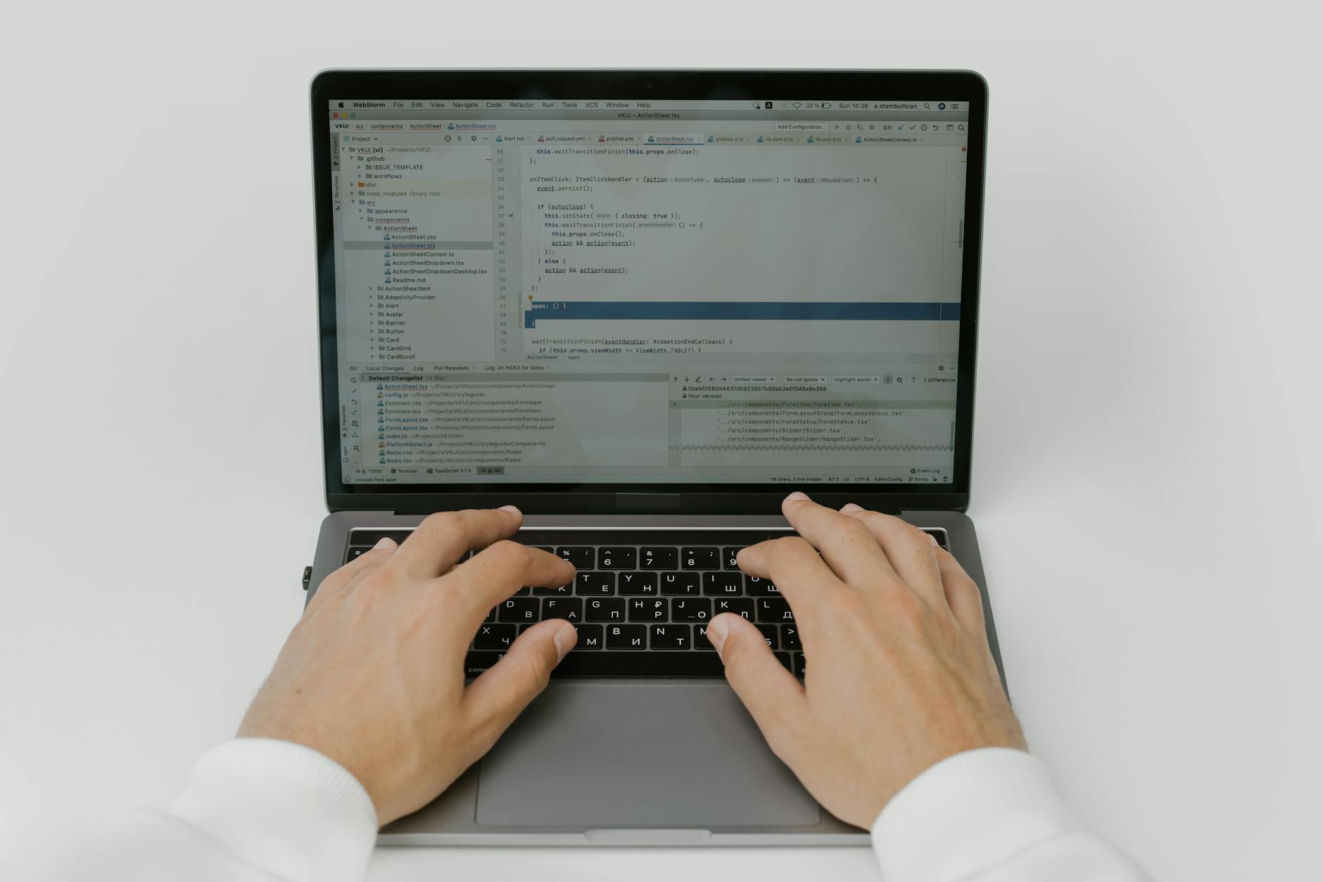 Markdown source and PDF output side by side